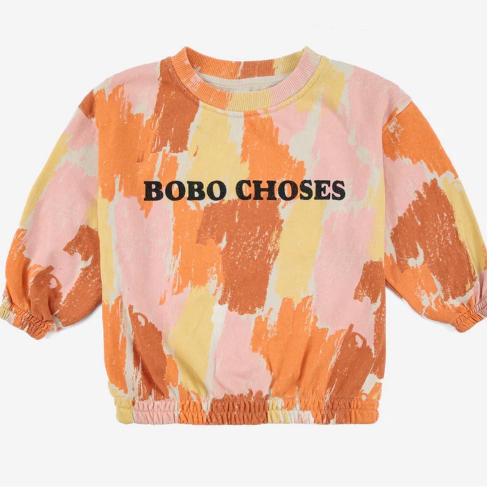 Bobo Choses Kids Orange and Pink Brushstroke Sweatshirt - Picture 1 of 4